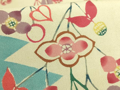 平和屋本店●極上　国画会国展作家　立花長子　九寸開き名古屋帯　花蝶文　逸品　DZAB7833kh6