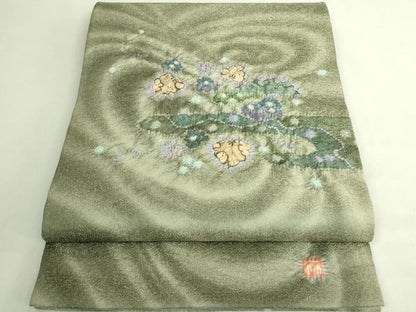 平和屋本店●極上　久保田一竹　幻の辻が花　太鼓柄袋帯　金通し地　逸品　DZAB7836kh6