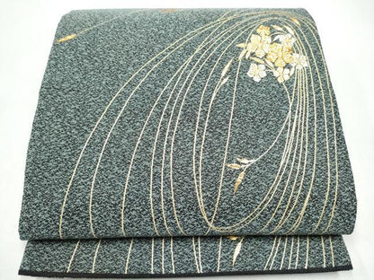 平和屋着物●六通柄袋帯　綴れ　花唐草文　金糸　正絹　逸品　CABI8877hy