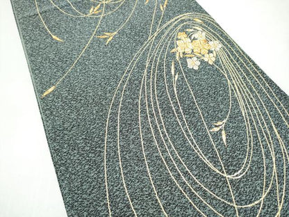 平和屋着物●六通柄袋帯　綴れ　花唐草文　金糸　正絹　逸品　CABI8877hy