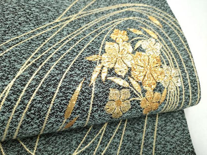 平和屋着物●六通柄袋帯　綴れ　花唐草文　金糸　正絹　逸品　CABI8877hy