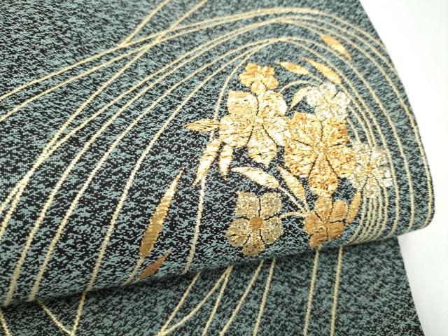 平和屋着物●六通柄袋帯　綴れ　花唐草文　金糸　正絹　逸品　CABI8877hy
