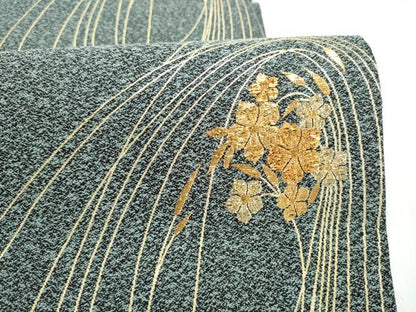 平和屋着物●六通柄袋帯　綴れ　花唐草文　金糸　正絹　逸品　CABI8877hy