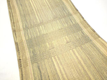 平和屋着物●ひなや工房　くむ・あむ・おる　伊豆蔵明彦　太鼓柄袋帯　横段菱文　金糸　正絹　逸品　CABI8875hy