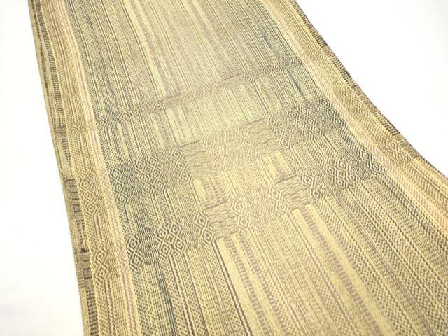 平和屋着物●ひなや工房　くむ・あむ・おる　伊豆蔵明彦　太鼓柄袋帯　横段菱文　金糸　正絹　逸品　CABI8875hy