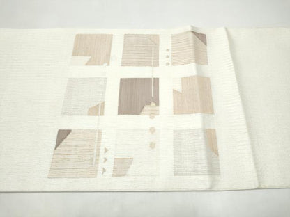 平和屋着物▽太鼓柄袋帯　スリーシーズン　春夏秋　すくい織　幾何学文様　金銀糸　正絹　逸品　CABI8884hy