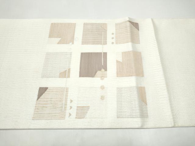 平和屋着物▽太鼓柄袋帯　スリーシーズン　春夏秋　すくい織　幾何学文様　金銀糸　正絹　逸品　CABI8884hy