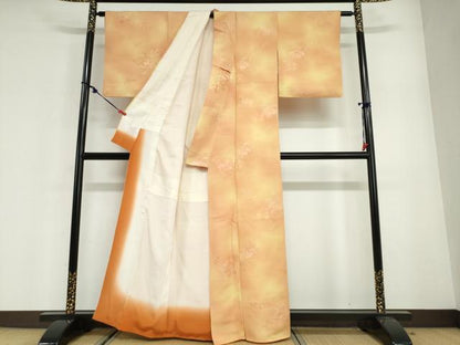 平和屋着物●上質な小紋　地紋起こし　枝花文　暈し染め　正絹　逸品　DABG2644ud