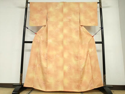 平和屋着物●上質な小紋　地紋起こし　枝花文　暈し染め　正絹　逸品　DABG2644ud
