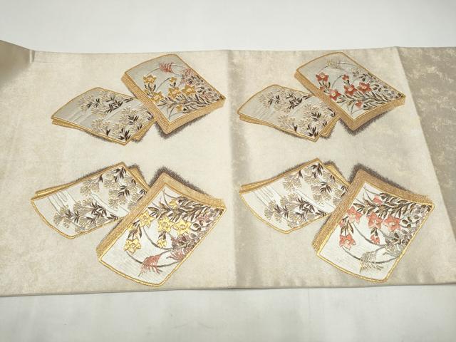 平和屋着物●西陣の名門　加納幸謹製　太鼓柄袋帯　唐織　琳派謡本　金糸　引箔　正絹　逸品　CABI9011hy