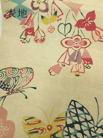 平和屋本店●極上　国画会国展作家　立花長子　九寸開き名古屋帯　花蝶文　逸品　DZAB7833kh6