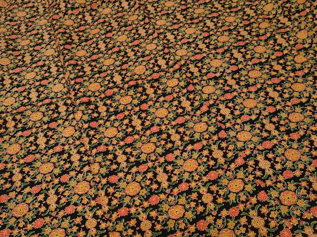 平和屋着物■上質な小紋　草花文　黒地　正絹　逸品　CABI7781ev