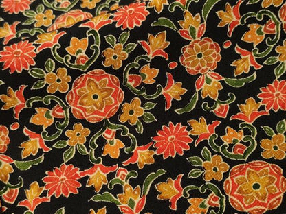 平和屋着物■上質な小紋　草花文　黒地　正絹　逸品　CABI7781ev