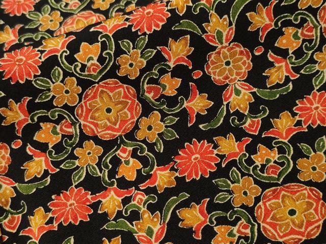 平和屋着物■上質な小紋　草花文　黒地　正絹　逸品　CABI7781ev