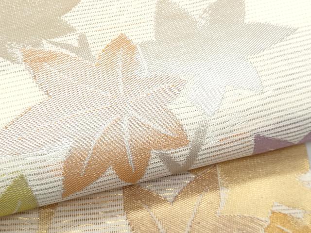 平和屋着物＊夏物　九寸名古屋帯　枝楓文　金銀糸　正絹　逸品　CABI5808fb