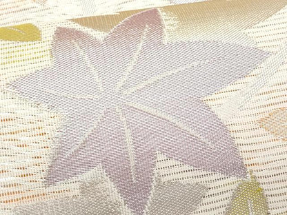平和屋着物＊夏物　九寸名古屋帯　枝楓文　金銀糸　正絹　逸品　CABI5808fb
