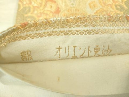 平和屋着物▼西陣　服部織物謹製　六通柄袋帯　オリエント更紗　正倉院花文　金糸　正絹　逸品　DABG8850ps