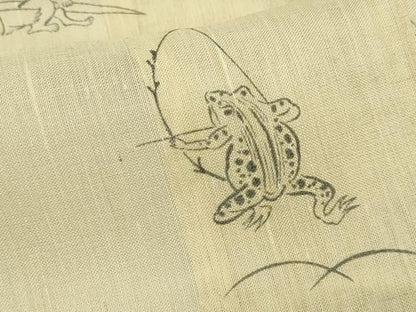 平和屋着物＊夏物　紗紬　鳥獣戯画　正絹　逸品　DABG9834sf