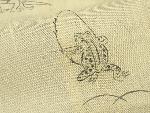 平和屋着物＊夏物　紗紬　鳥獣戯画　正絹　逸品　DABG9834sf