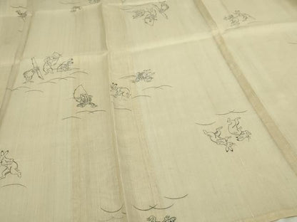 平和屋着物＊夏物　紗紬　鳥獣戯画　正絹　逸品　DABG9834sf