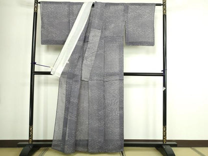 平和屋着物＊夏物　紗紬　ろうけつ染め　霞文　正絹　逸品　DABG9833sf