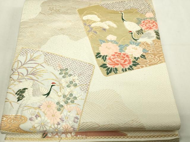 平和屋本店▼六通柄袋帯　唐織　桃山花色紙文　本金箔　正絹　逸品　DABG9930sf