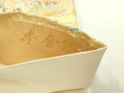平和屋本店▼六通柄袋帯　琳派格天花文　本金箔　正絹　逸品　DABG9933sf