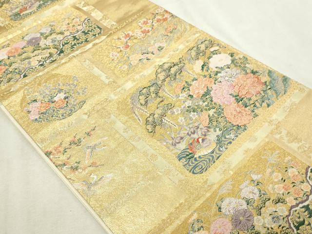 平和屋本店▼六通柄袋帯　琳派格天花文　本金箔　正絹　逸品　DABG9933sf