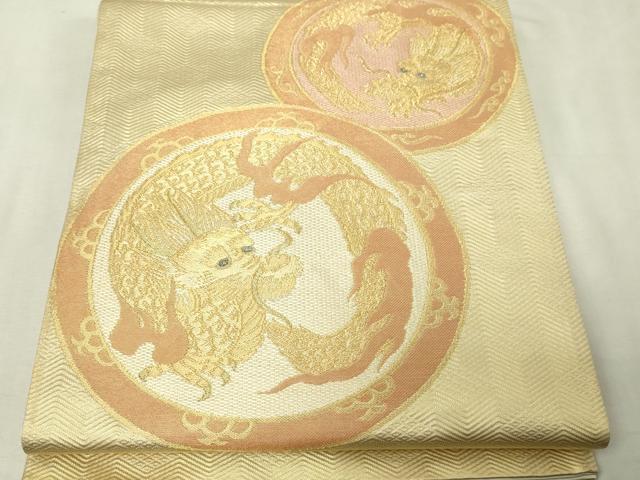 平和屋本店▼六通柄袋帯　龍　本金　正絹　逸品　DABG9972sf