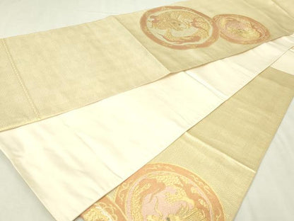 平和屋本店▼六通柄袋帯　龍　本金　正絹　逸品　DABG9972sf