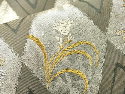 平和屋着物▼六通柄袋帯　菱花文　金銀糸　正絹　逸品　DABG5829fe