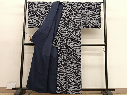 平和屋着物■上質な小紋　草葉文　正絹　逸品　BAAX7136hv