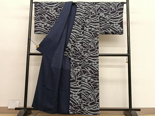 平和屋着物■上質な小紋　草葉文　正絹　逸品　BAAX7136hv