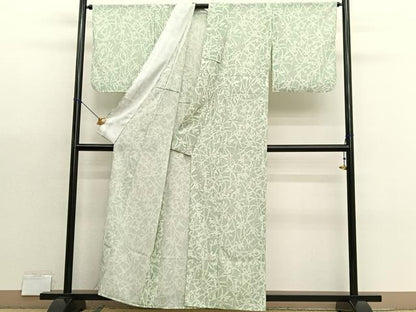 平和屋着物＊夏物　小紋　絽　草花文　洗える着物　BAAX7205hv