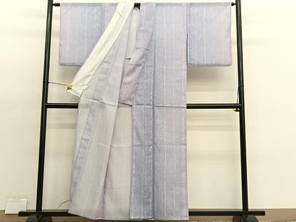 平和屋着物＊夏物　小紋　絽　変わり縞　暈し染め　さんび謹製　洗える着物　BAAX7207hv