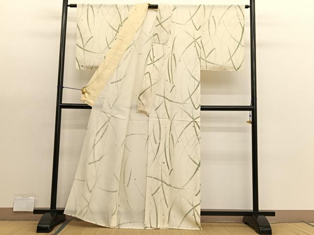 平和屋着物＊夏物　小紋　絽　手描き　露草文　正絹　逸品　BAAX7279hv