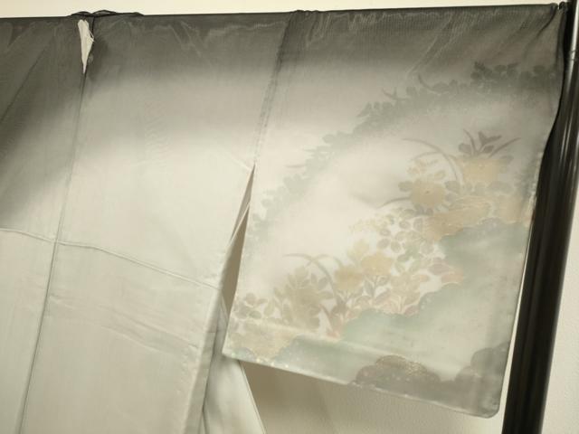 平和屋着物▽訪問着　無双　紗袷　紗×絽　螺鈿箔　草花文　暈し染め　金彩　正絹　逸品　DABH4728du