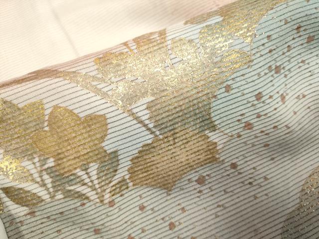 平和屋着物▽訪問着　無双　紗袷　紗×絽　螺鈿箔　草花文　暈し染め　金彩　正絹　逸品　DABH4728du