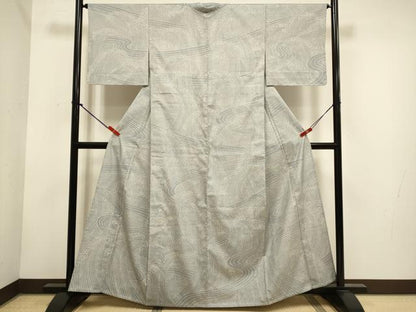 平和屋着物▽本場大島紬　単衣　100亀甲　総詰め　立波文　正絹　逸品　DABH4723du
