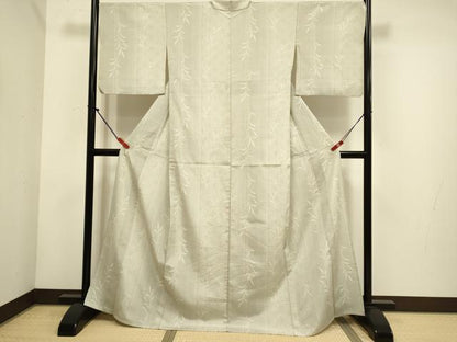 平和屋着物▽本塩沢　単衣　麻の葉間道　正絹　逸品　DABH4727du