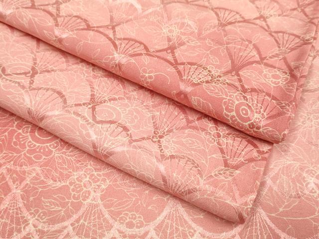 平和屋着物▽上質な小紋　単衣　洋花文　暈し染め　正絹　逸品　DABH4729du
