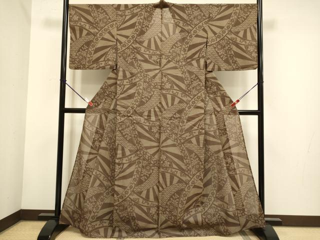 平和屋着物＊夏物　浴衣・小紋兼用　紅紅梅　吉祥花文　正絹　逸品　DABH4726du