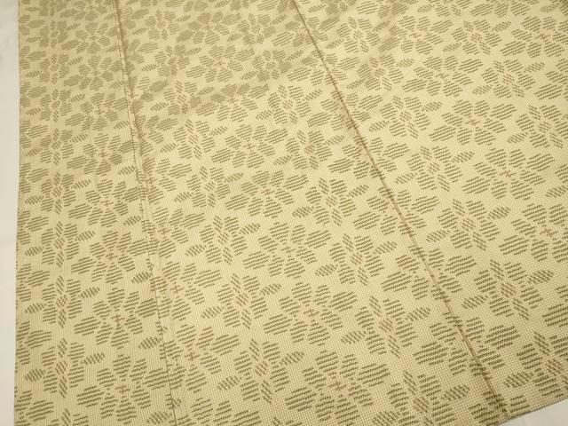 平和屋着物▽上質な紬　単衣　草花文　正絹　逸品　DABH4722du