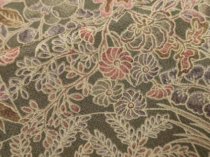 平和屋着物▽上質な小紋　単衣　洋花文　鬼しぼ縮緬　正絹　逸品　DABH4733du