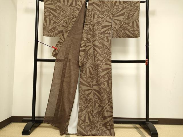 平和屋着物＊夏物　浴衣・小紋兼用　紅紅梅　吉祥花文　正絹　逸品　DABH4726du