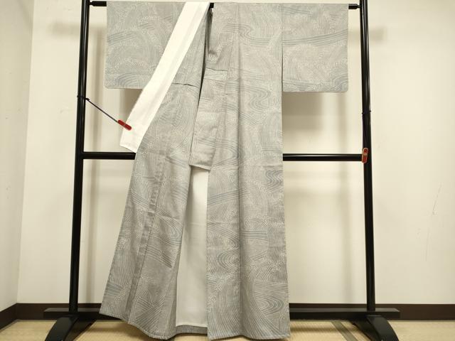平和屋着物▽本場大島紬　単衣　100亀甲　総詰め　立波文　正絹　逸品　DABH4723du