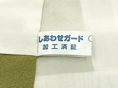 平和屋着物■上質な色無地　青朽葉色　正絹　逸品　BAAX6763hj