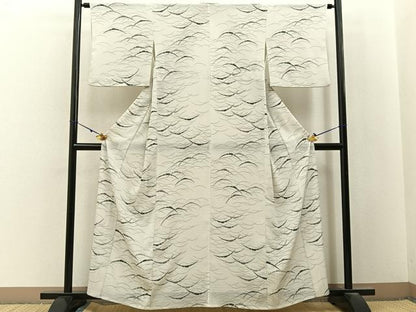 平和屋着物＊夏物　小紋　絽縮緬　雪芝文　洗える着物　BAAX6854hj