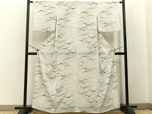 平和屋着物＊夏物　小紋　絽縮緬　雪芝文　洗える着物　BAAX6854hj