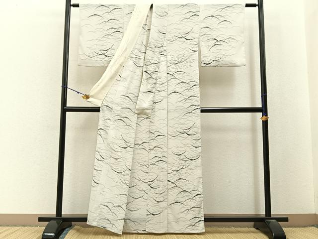 平和屋着物＊夏物　小紋　絽縮緬　雪芝文　洗える着物　BAAX6854hj